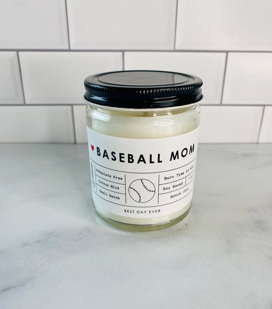 Baseball Mom Candle