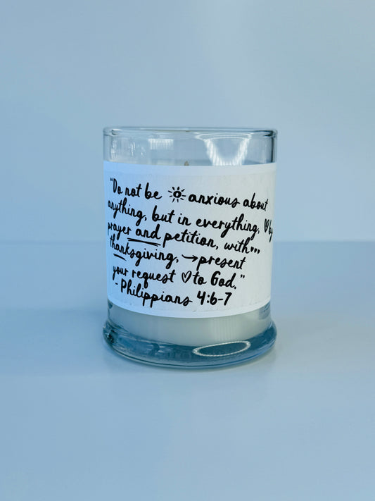 Bible Verse Candle - Philippians 4:6-7