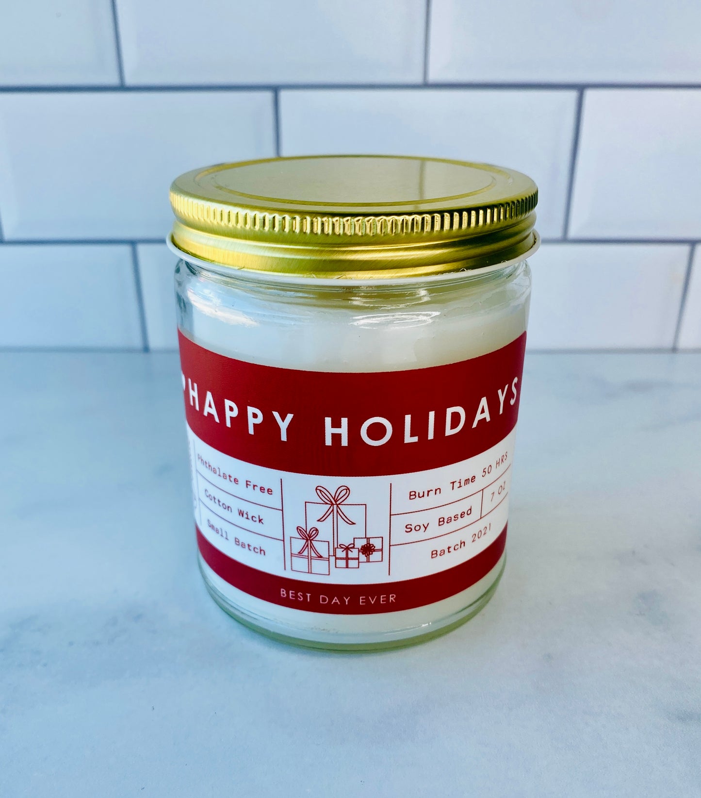 Happy Holidays Candle