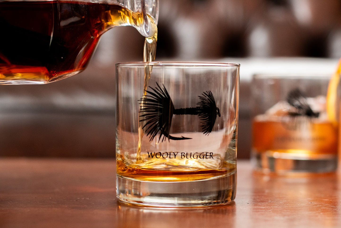 Fishing Whiskey Glass - Wooly Bugger