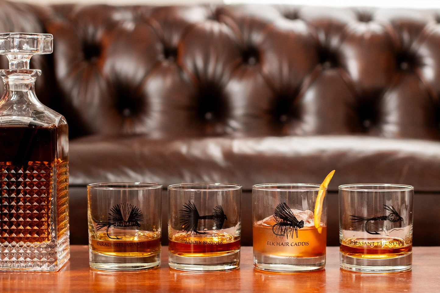 Fishing Whiskey Glass - Elk Hair Caddis