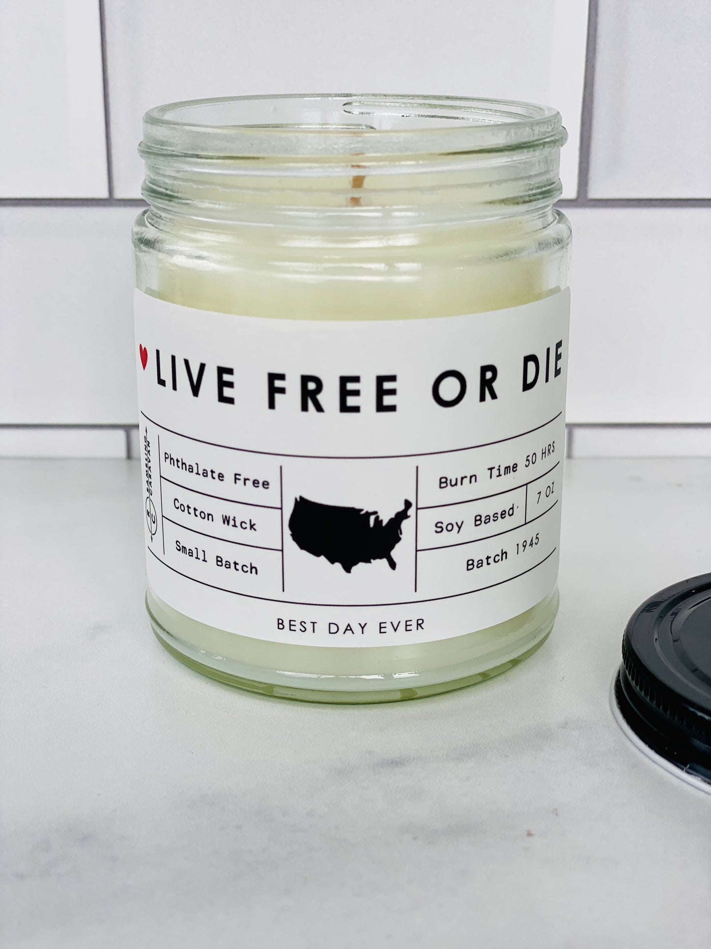 Live Free Or Die Candle
