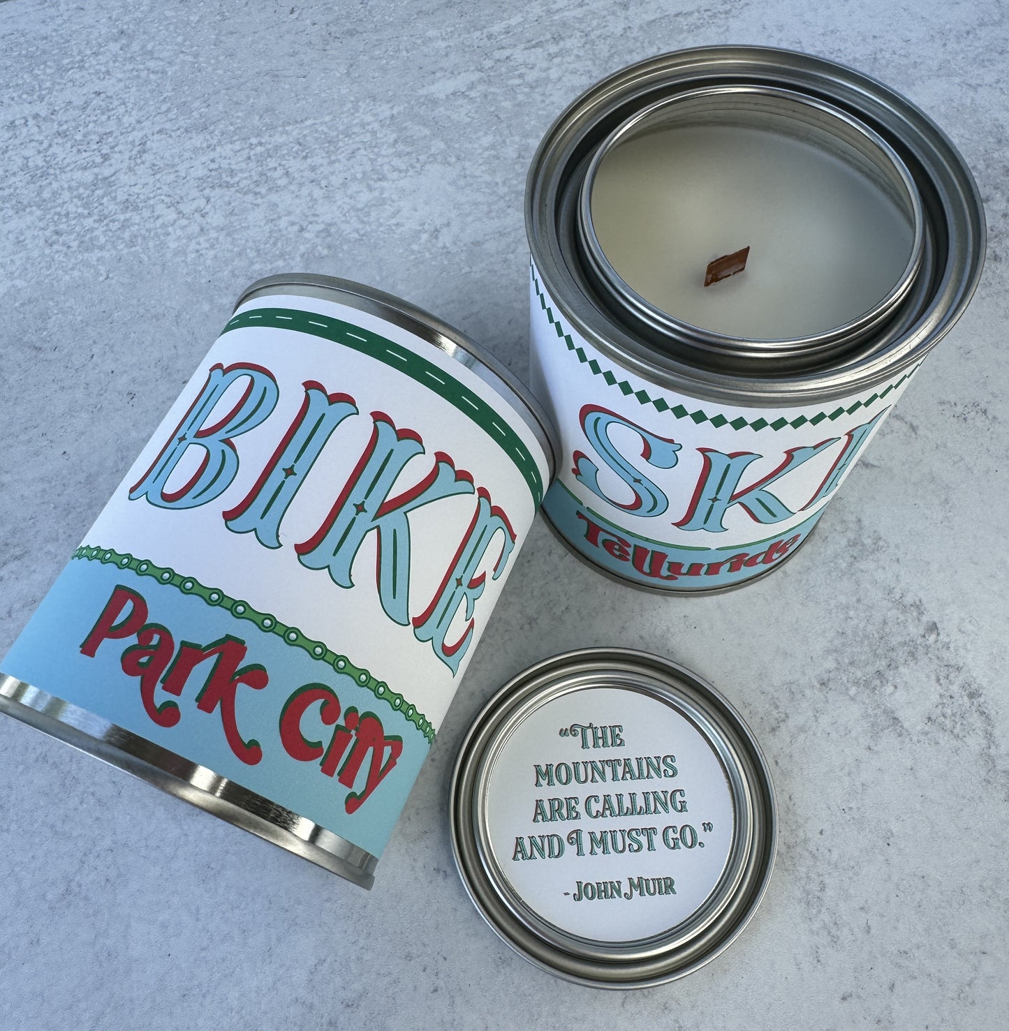 Bike Blue Mountain - Paint Tin Candle