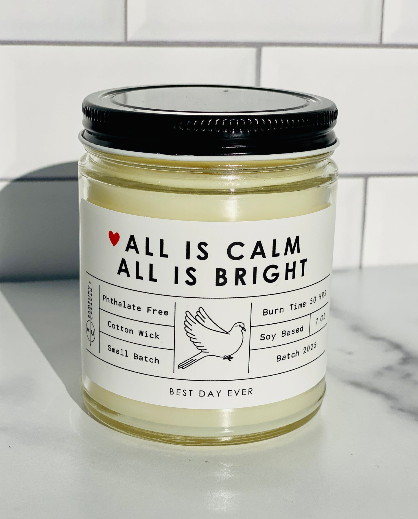All Is Calm All Is Bright Candle