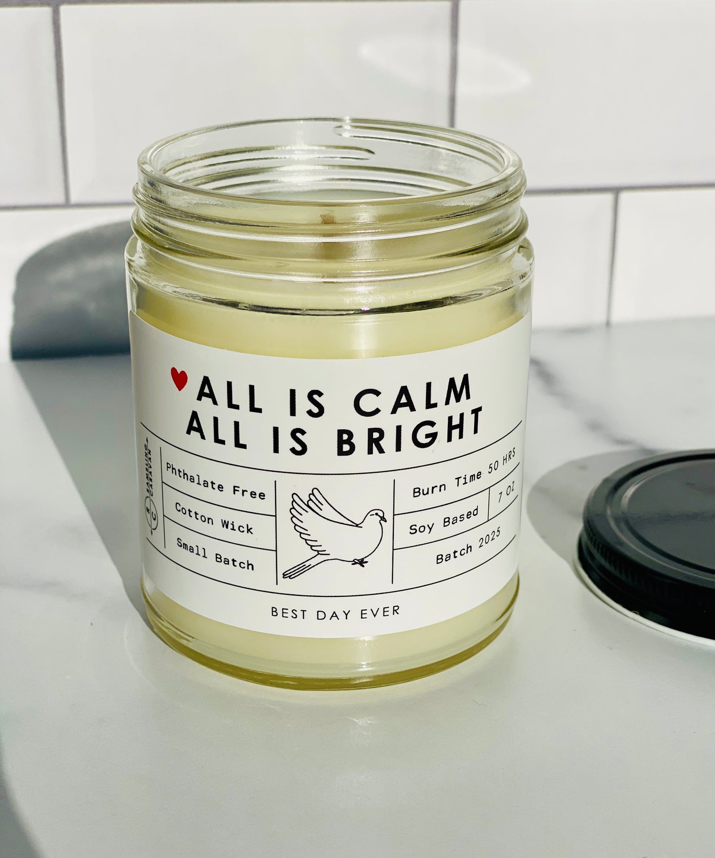 All Is Calm All Is Bright Candle