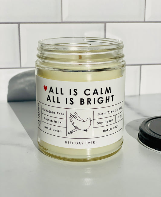 All Is Calm All Is Bright Candle