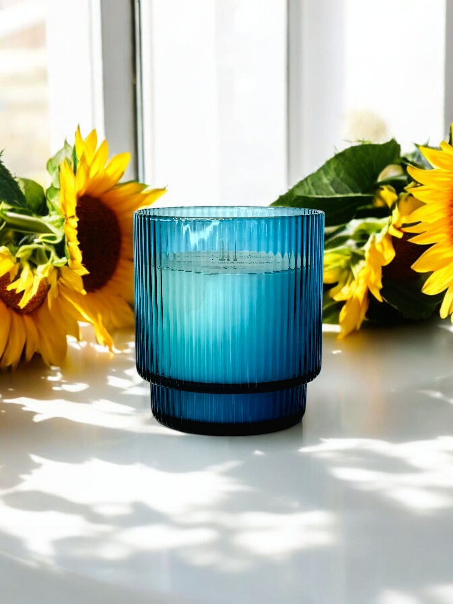 Ribbed Glass Candle - Amber