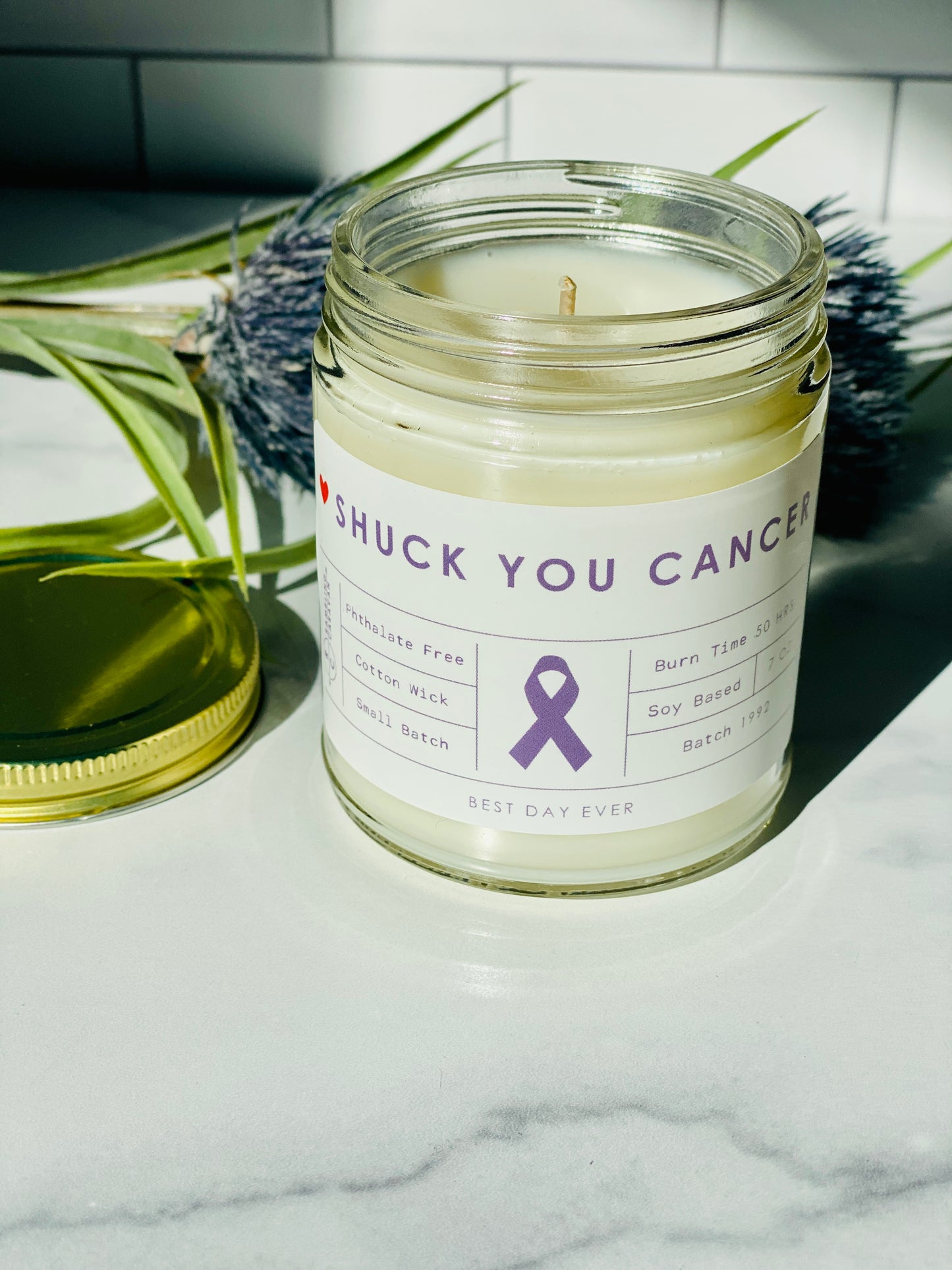 Shuck You Cancer (General) Purple Candle