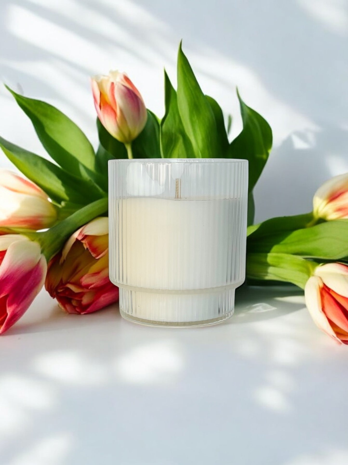 Ribbed Glass Candle - Amber