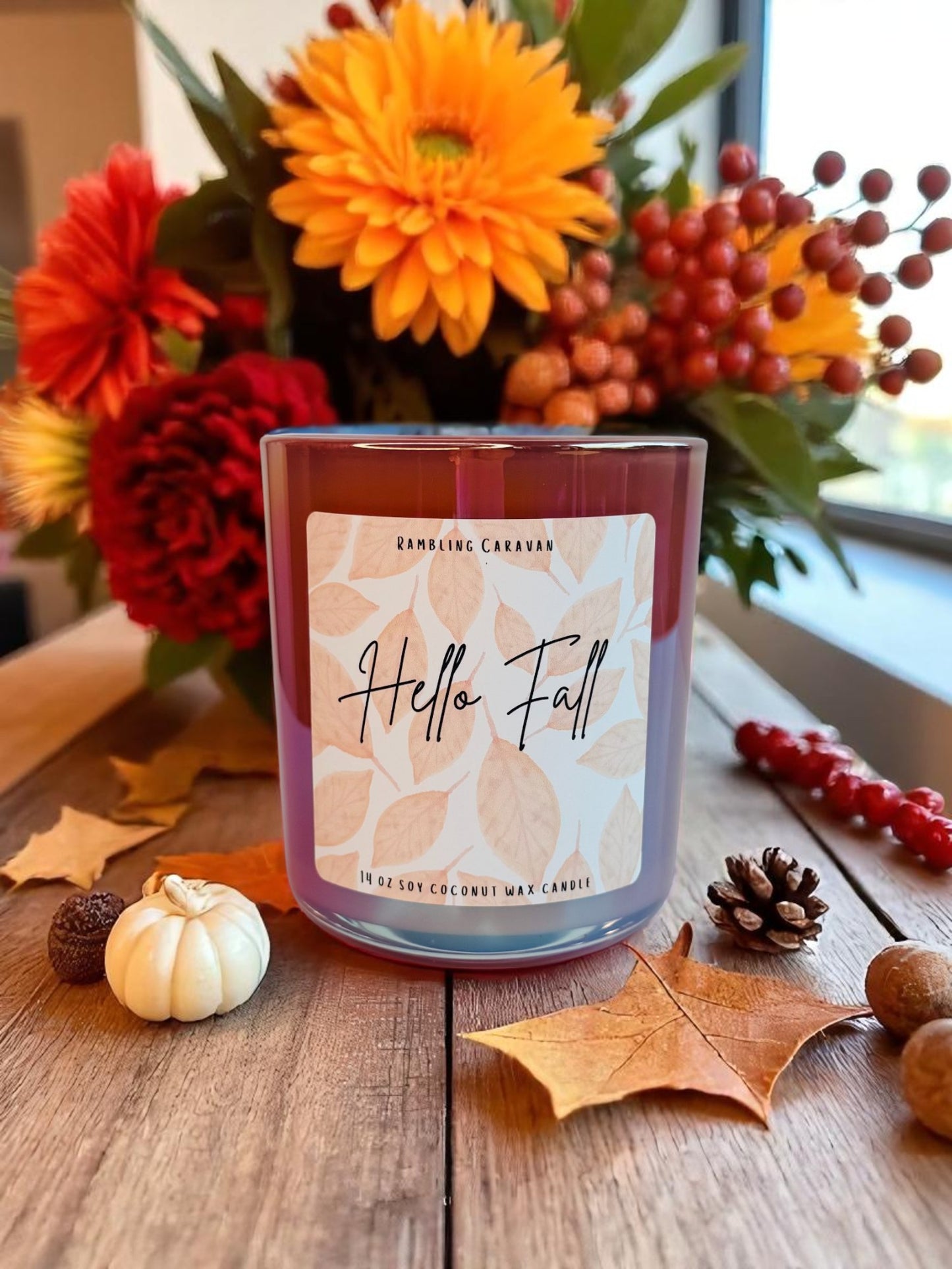 Hello Fall Candle | 14 oz Soy Coconut Wax | Hand Poured | Small Batch