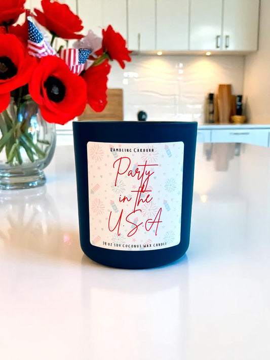 Party in the U.S.A. Candle | 14 oz Soy Coconut Wax | Hand Poured | Small Batch