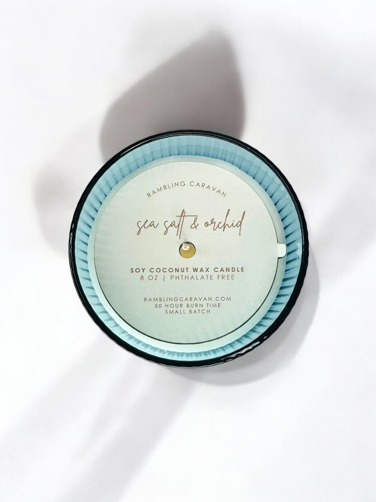 Ribbed Glass Candle - Amber