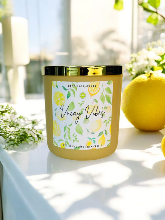 Vacay Vibes Candle | 14 oz Soy Coconut Wax | Hand Poured | Small Batch