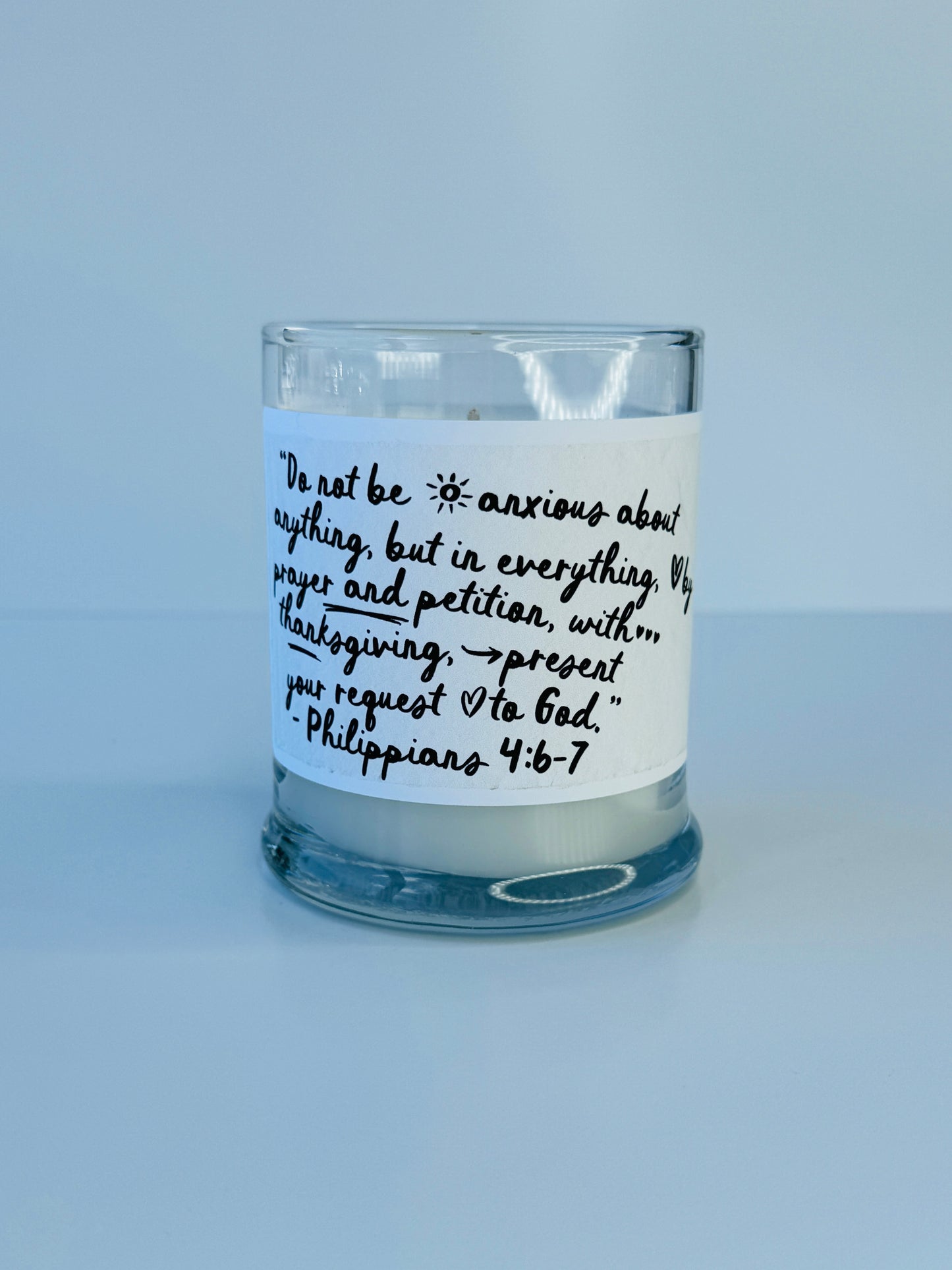 Bible Verse Candle - Philippians 4:6-7