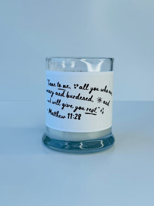 Bible Verse Candle - Matthew 11:28