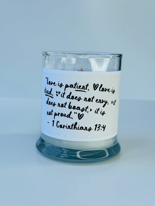 Bible Verse Candle - 1 Corinthians 13:4