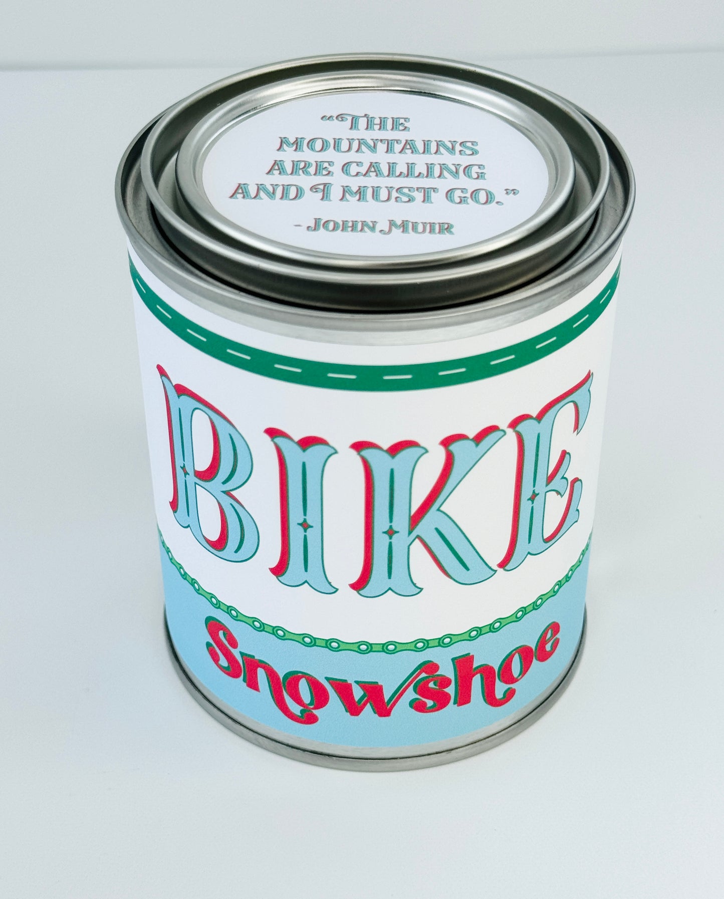 Bike Snowshoe - Paint Tin Candle