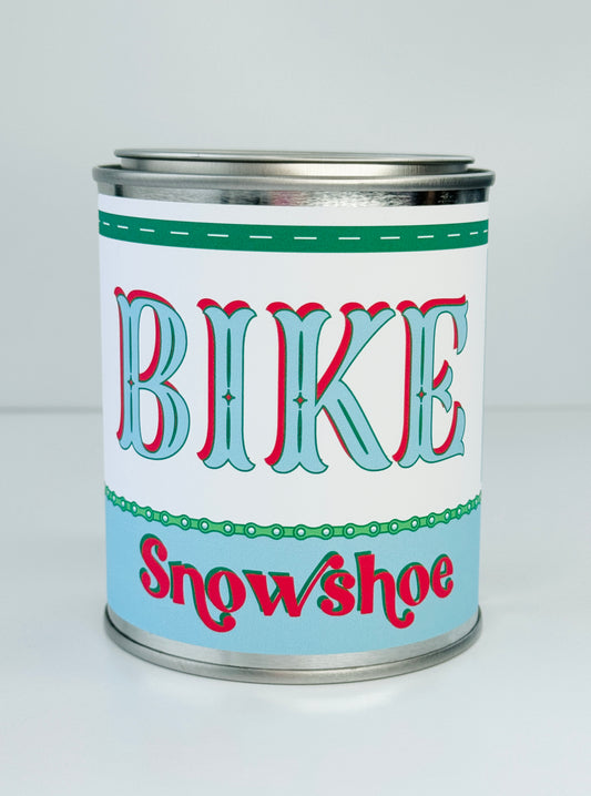 Bike Snowshoe - Paint Tin Candle