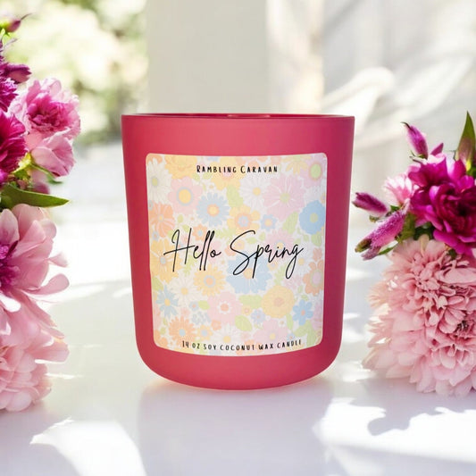 Hello Spring Candle | 14 oz Soy Coconut Wax | Hand Poured | Small Batch