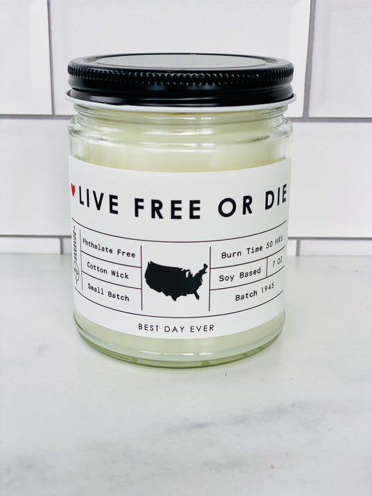 Live Free Or Die Candle