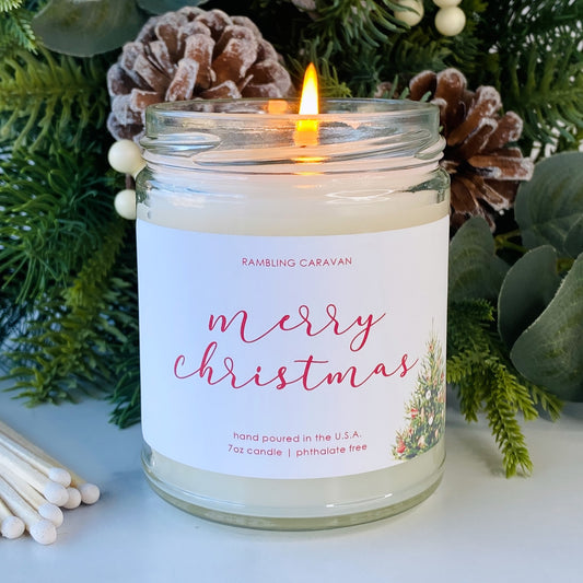 Merry Christmas (Script/Christmas Tree) Candle