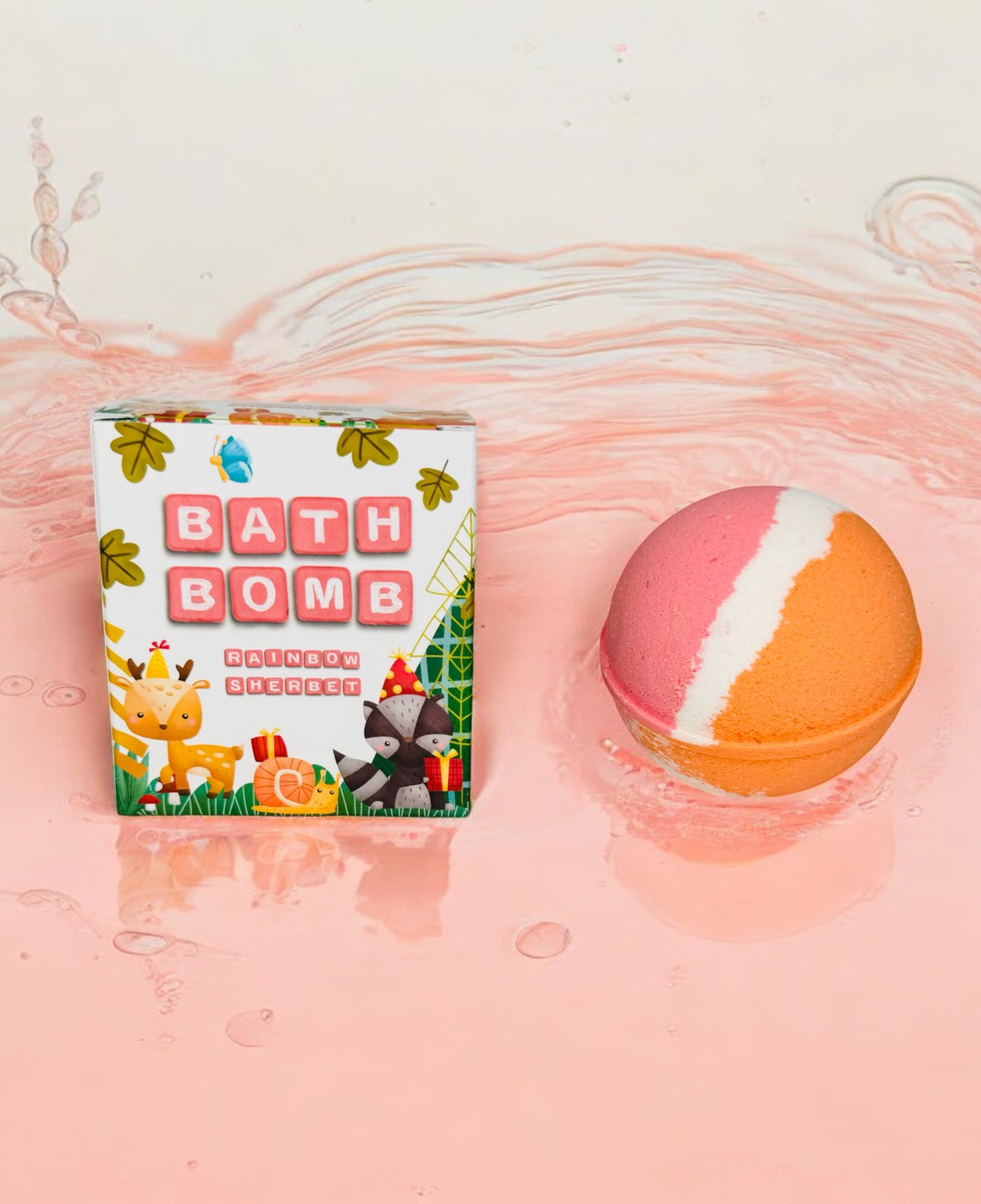 Bath Bombs for Kids - Rainbow Sherbet - Woodland Animals Party