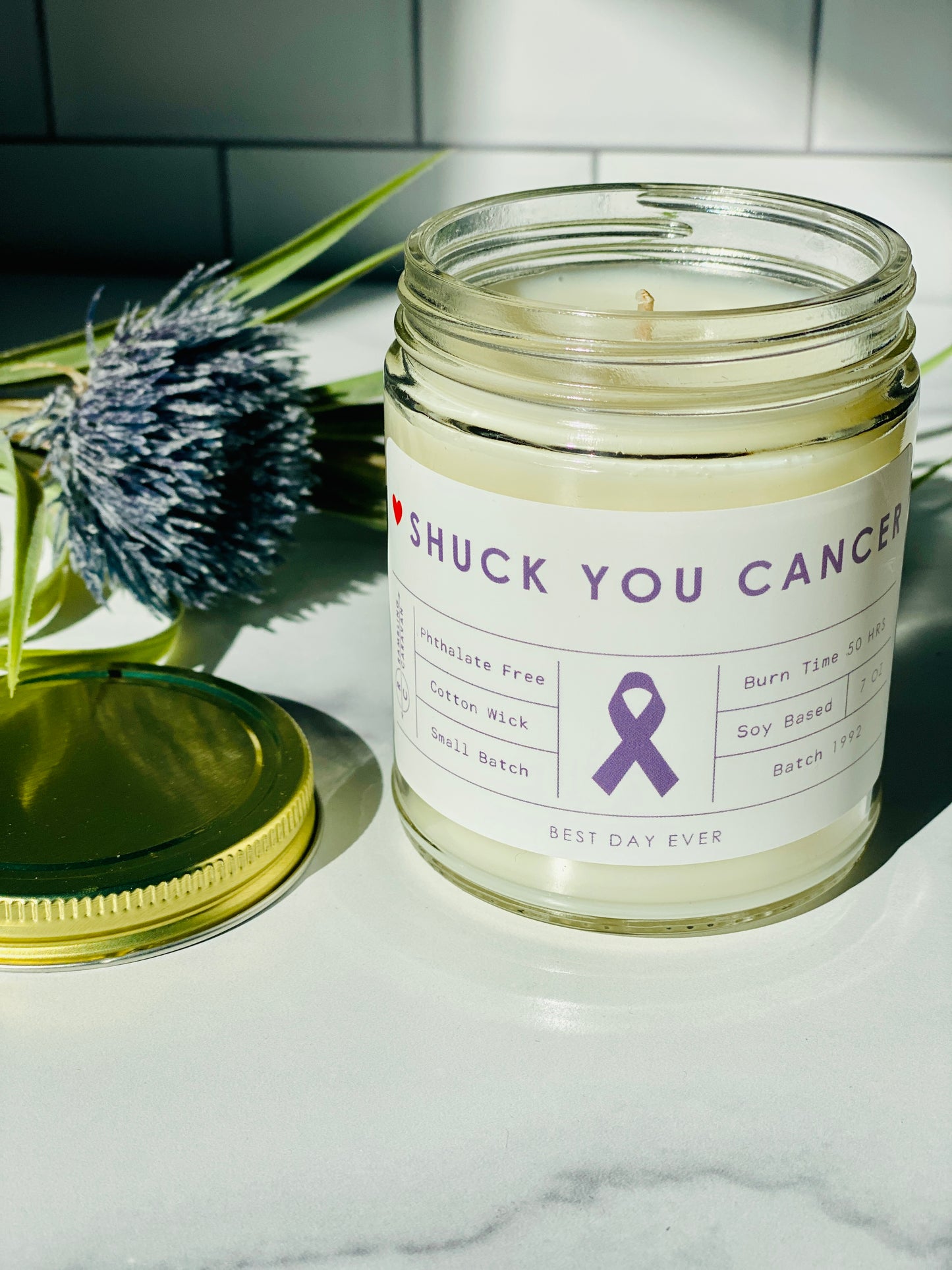 Shuck You Cancer (General) Purple Candle