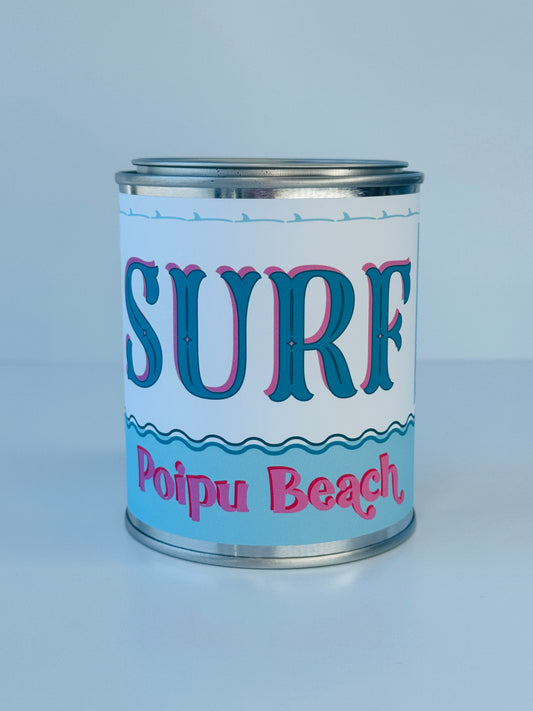 Surf Poipu Beach - Paint Tin Candle