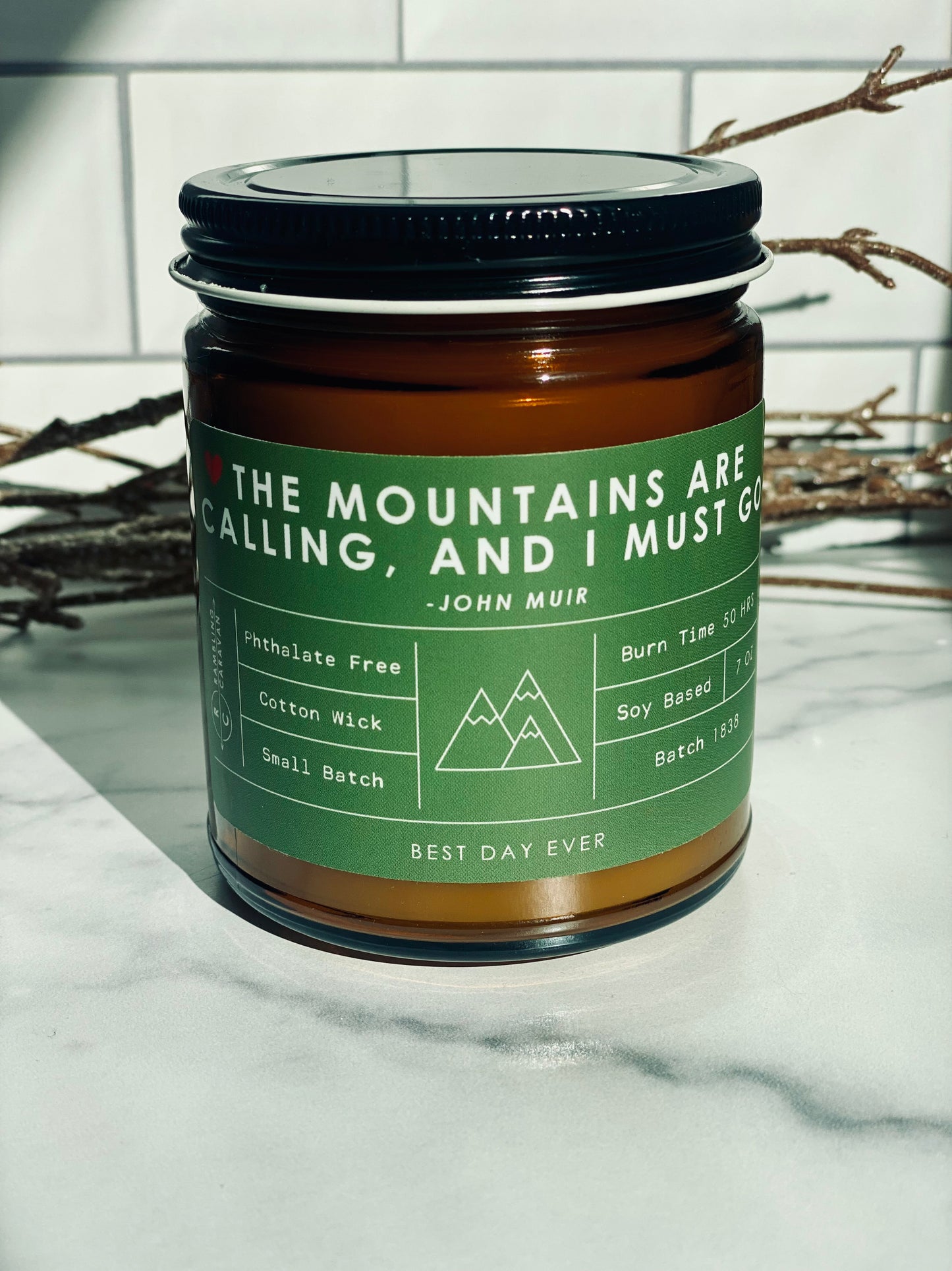 The Mountains Are Calling, And I Must Go (John Muir) Candle