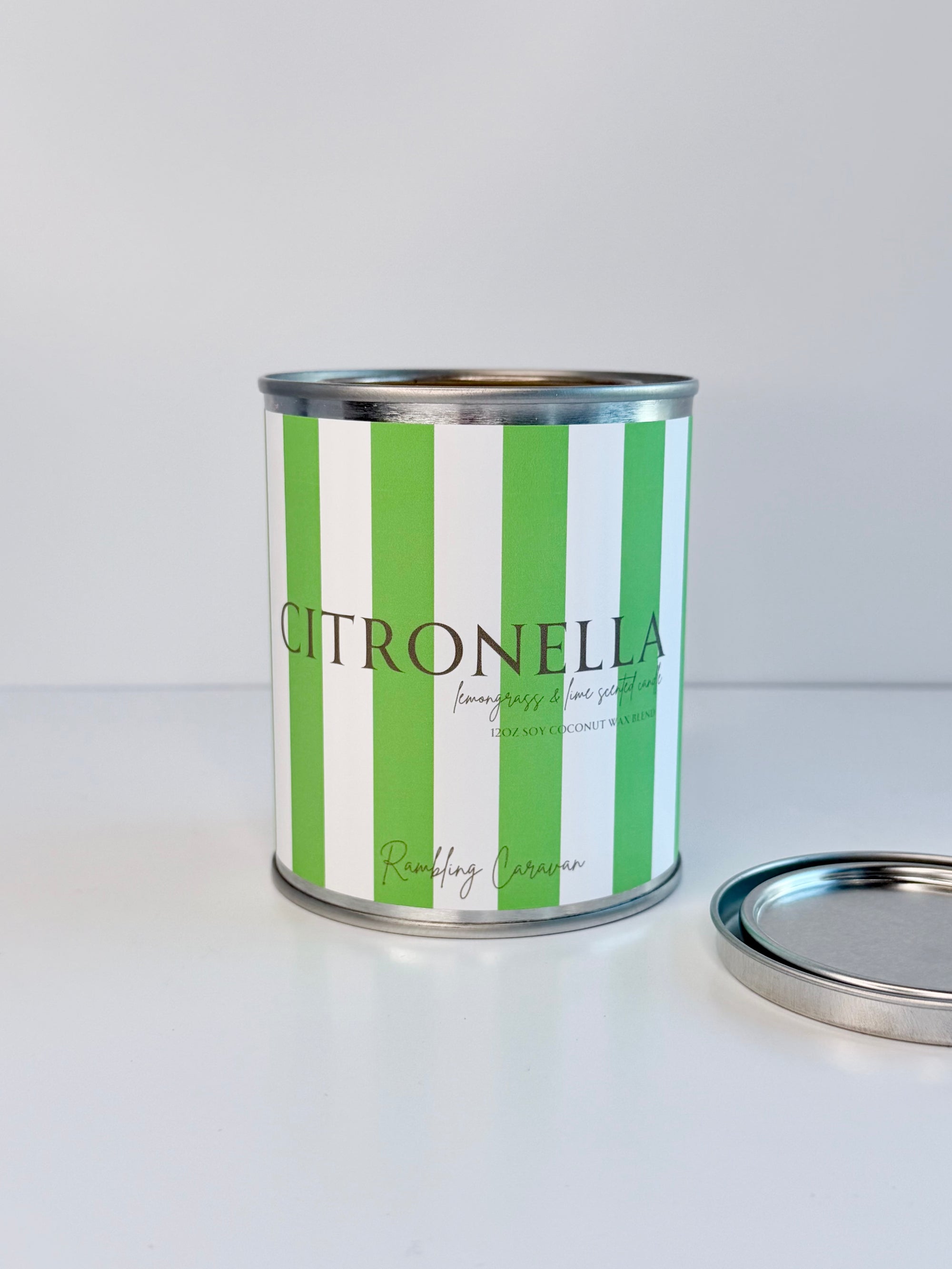 Citronella Candle - Stripes - Lemongrass &amp; Lime Citronella