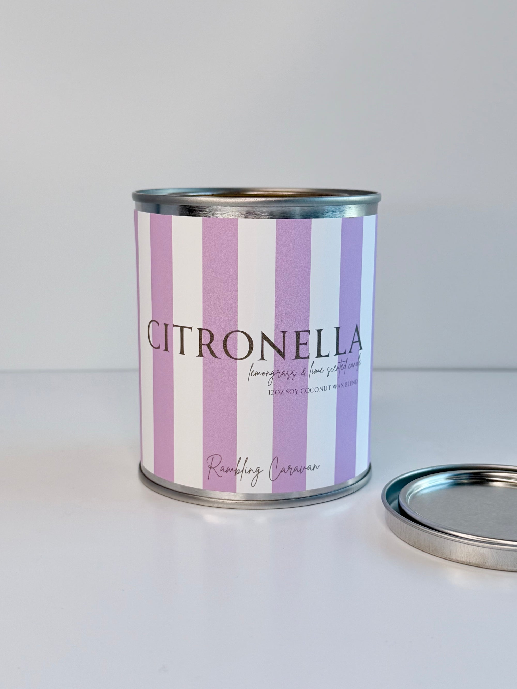 Citronella Candle - Stripes - Lemongrass &amp; Lime Citronella