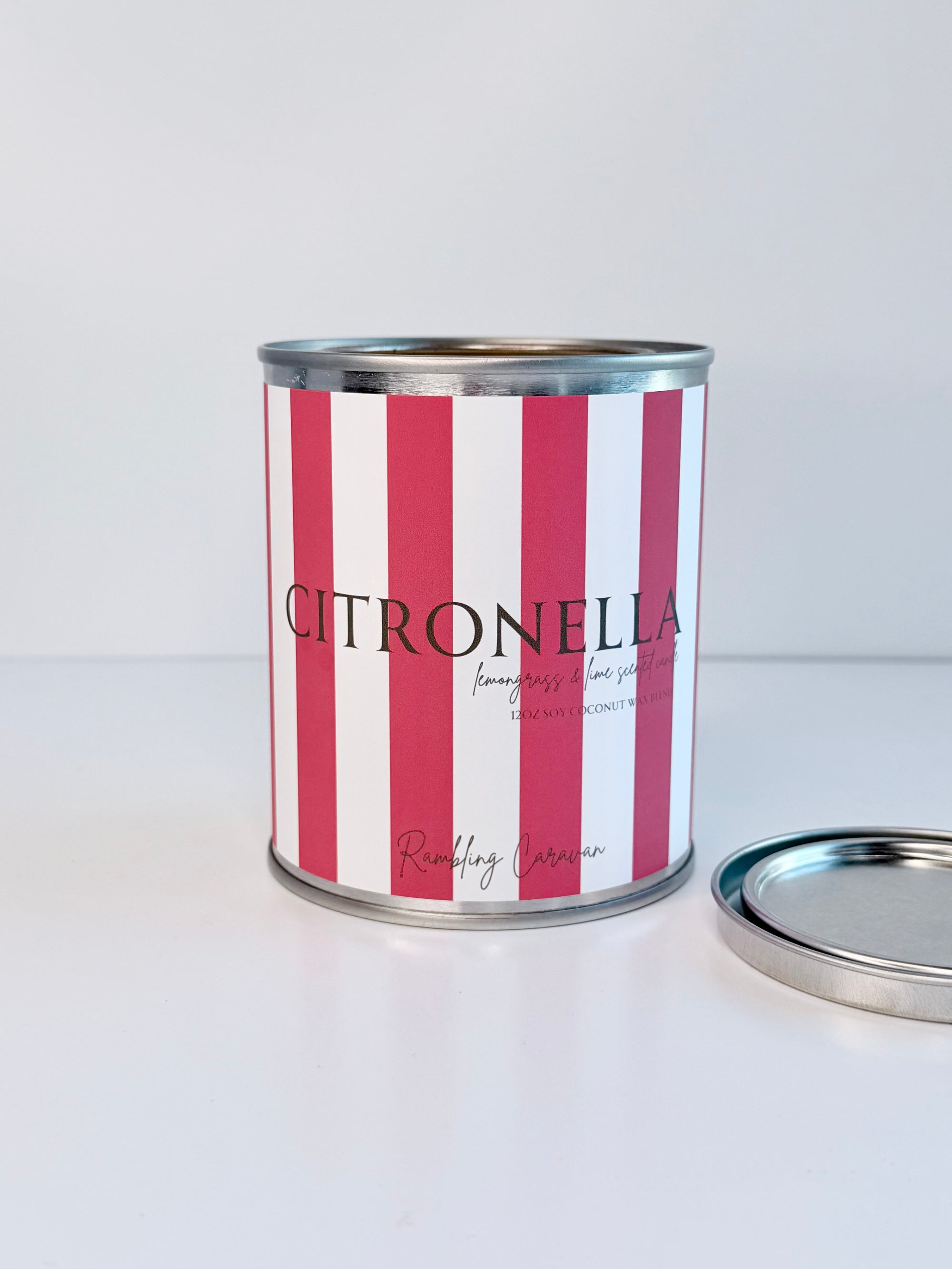 Citronella Candle - Stripes - Lemongrass &amp; Lime Citronella