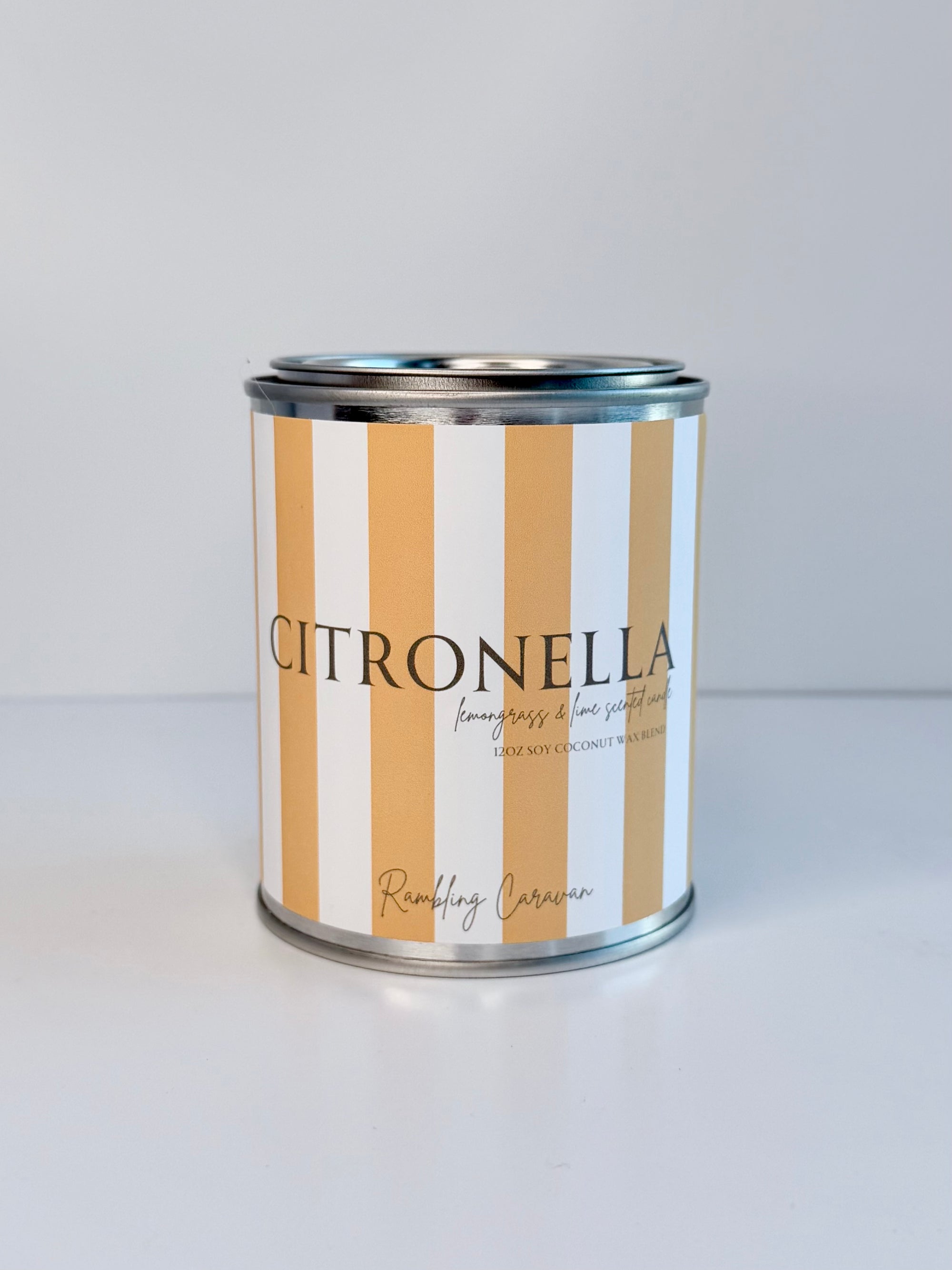 Citronella Candle - Stripes - Lemongrass &amp; Lime Citronella