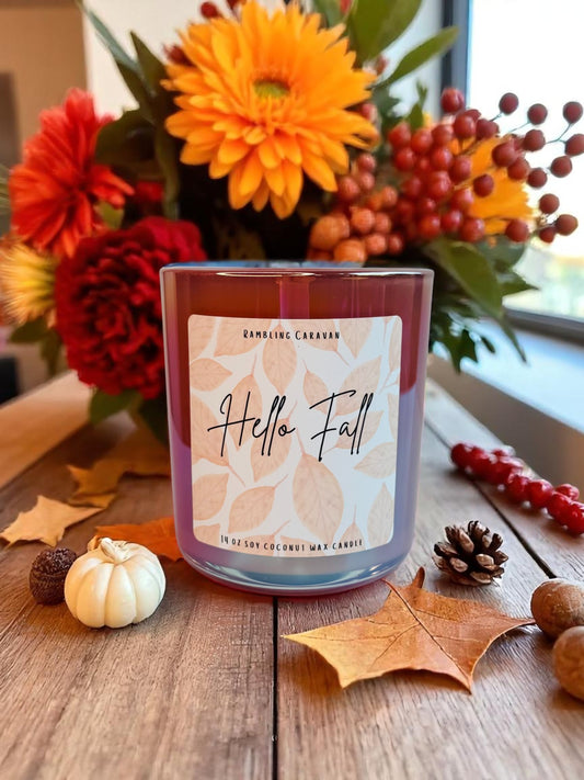 Hello Fall Candle | 14 oz Soy Coconut Wax | Hand Poured | Small Batch