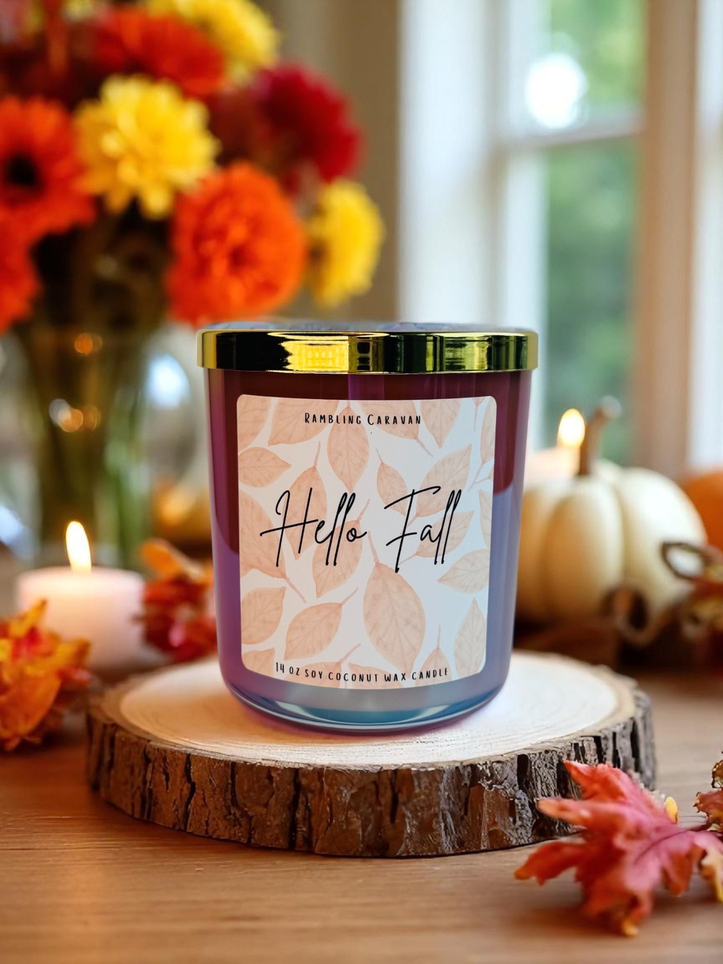 Hello Fall Candle | 14 oz Soy Coconut Wax | Hand Poured | Small Batch